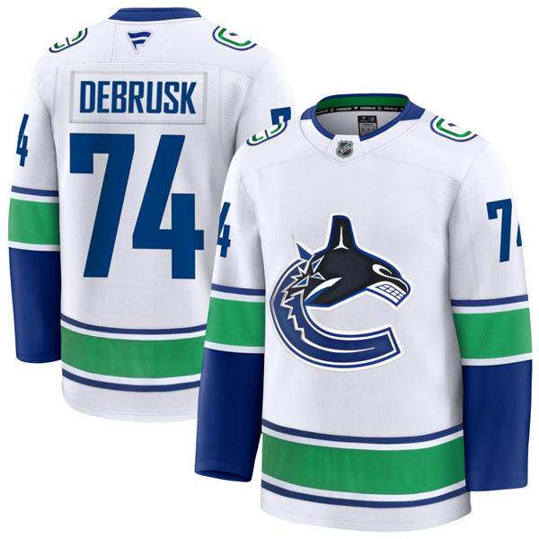 Men's Vancouver Canucks #74 Jake DeBrusk Fanatics Away White Player Jersey Men's Vancouver Canucks #74 Jake DeBrusk Fanatics Away White Player Jersey